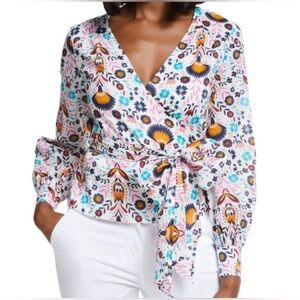 🌿Boden Floral Rosamund Wrap Top